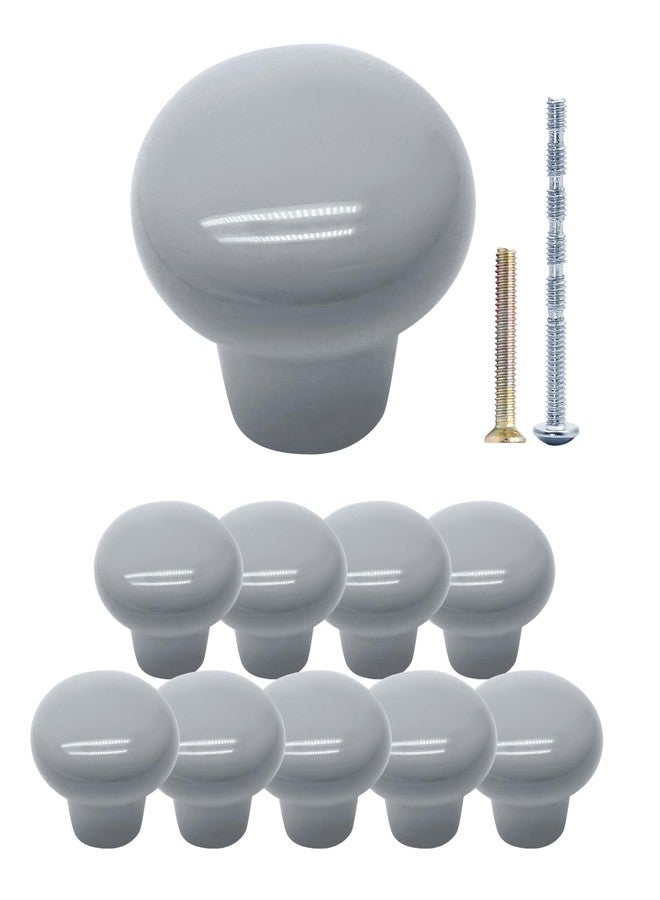 suiwotin 10pcs Light Grey Ceramic Knobs, Round Ceramic Cabinet Knobs, Pantry Cabinet Knobs Pulls, Decorative Ceramic Drawer Knobs Pull Handles for Closet, Cupboard, Furniture Door Knobs - Image 1